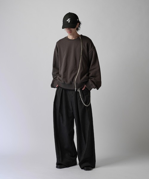 Lui's(ルイス)の「【Neucon】TWIST-ZIP VOLUME OVER SWEAT / ツイストジップボリュームオーバースウェットプルオーバー / セットアップ対応(スウェット・メンズ・ブラック/チャコールグレー/杢グレー・2/1)」の12枚目の写真