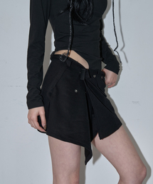 LAYERED SNAP WRAP SKIRT (BLACK)