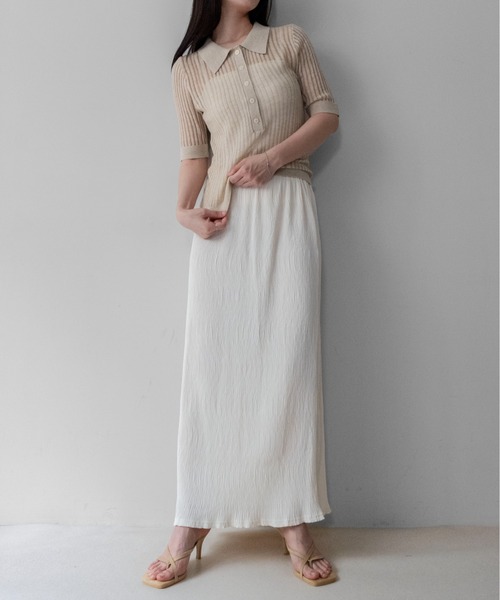 on:nue(オンニュ)の「【on:nue】ワッシャープリーツタイトナロースカート /26-27 AW COLLECTION(スカート・レディース・ホワイト/ブラック・FREE)」の7枚目の写真