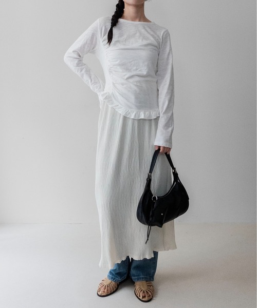 on:nue(オンニュ)の「【on:nue】ワッシャープリーツタイトナロースカート /26-27 AW COLLECTION(スカート・レディース・ホワイト/ブラック・FREE)」の10枚目の写真
