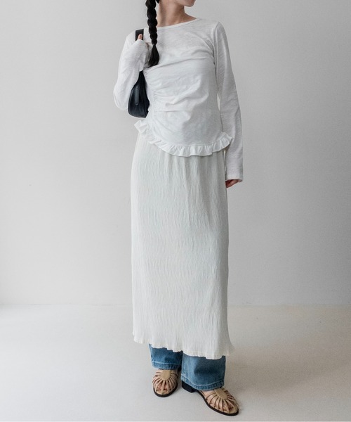 on:nue(オンニュ)の「【on:nue】ワッシャープリーツタイトナロースカート /26-27 AW COLLECTION(スカート・レディース・ホワイト/ブラック・FREE)」の11枚目の写真