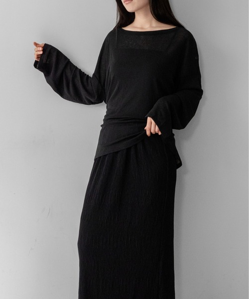 on:nue(オンニュ)の「【on:nue】ワッシャープリーツタイトナロースカート /26-27 AW COLLECTION(スカート・レディース・ホワイト/ブラック・FREE)」の18枚目の写真