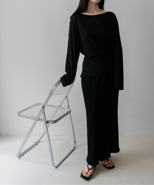 on:nue(オンニュ)の「【on:nue】ワッシャープリーツタイトナロースカート /26-27 AW COLLECTION(スカート・レディース・ホワイト/ブラック・FREE)」の20枚目の写真