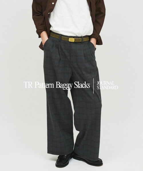 JOURNAL STANDARD(ジャーナルスタンダード)の「TR パターン バギー スラックス “チェック / ストライプ”(スラックス・メンズ・ブラック系その他/ライトグレー/チャコールグレー/グレー・SMALL/MEDIUM/LARGE)」の1枚目の写真