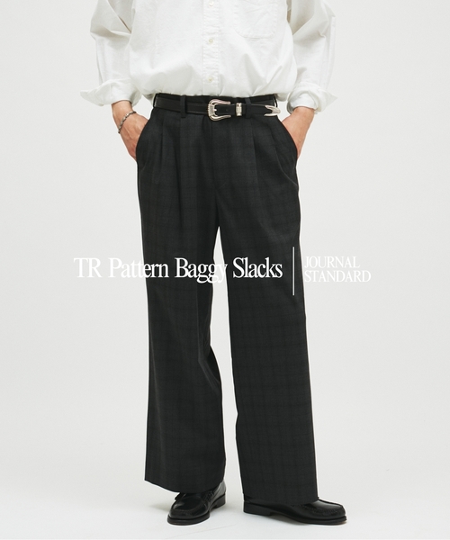 JOURNAL STANDARD(ジャーナルスタンダード)の「TR パターン バギー スラックス “チェック / ストライプ”(スラックス・メンズ・ブラック系その他/ライトグレー/チャコールグレー/グレー・SMALL/MEDIUM/LARGE)」の3枚目の写真