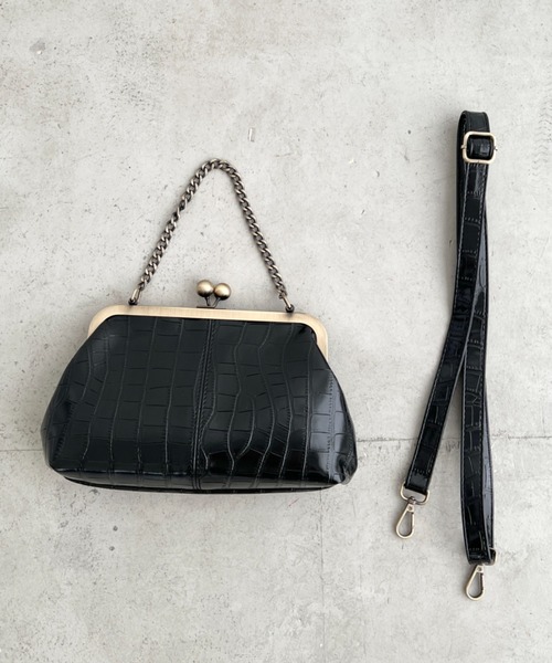 Loueme(ルエム)の「【クロコ・レオパード】ヴィンテージライク2WAYがま口バッグ(ハンドバッグ・レディース・ブラック系その他/グレイッシュベージュ/ブラック/ブラウン系その他/アイボリー・FREE)」の8枚目の写真