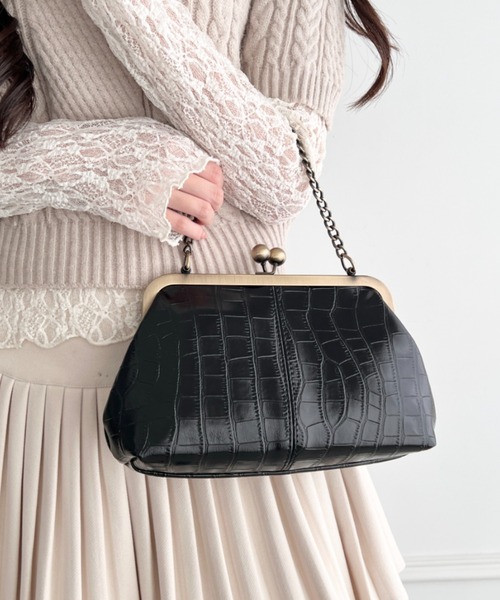 Loueme(ルエム)の「【クロコ・レオパード】ヴィンテージライク2WAYがま口バッグ(ハンドバッグ・レディース・ブラック系その他/グレイッシュベージュ/ブラック/ブラウン系その他/アイボリー・FREE)」の14枚目の写真