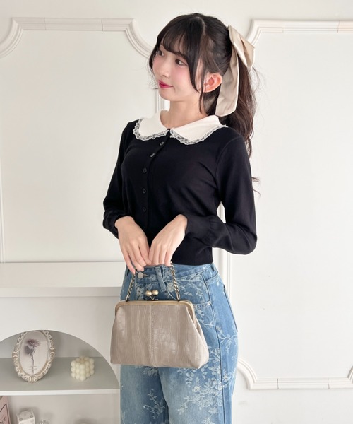 Loueme(ルエム)の「【クロコ・レオパード】ヴィンテージライク2WAYがま口バッグ(ハンドバッグ・レディース・ブラック系その他/グレイッシュベージュ/ブラック/ブラウン系その他/アイボリー・FREE)」の7枚目の写真