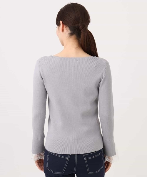 MK MICHEL KLEIN（エムケーミッシェルクラン）の「[洗える]袖レースデザインリブニット（ニット/セーター・レディース・グレー/ブラック/アイボリー・38）」の8枚目の写真
