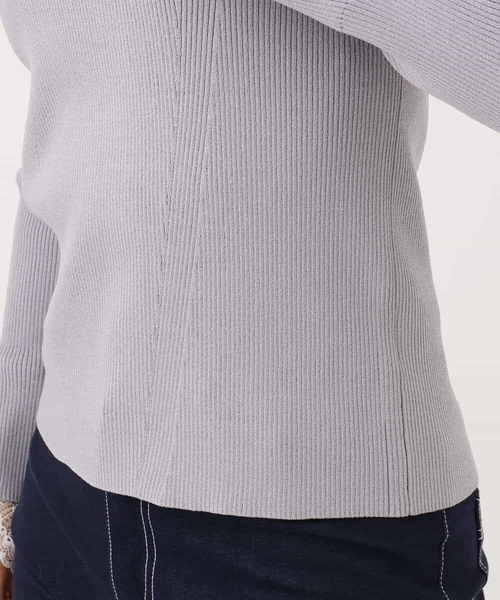 MK MICHEL KLEIN（エムケーミッシェルクラン）の「[洗える]袖レースデザインリブニット（ニット/セーター・レディース・グレー/ブラック/アイボリー・38）」の11枚目の写真
