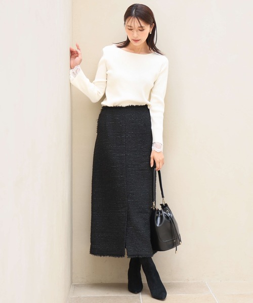 MK MICHEL KLEIN（エムケーミッシェルクラン）の「[洗える]袖レースデザインリブニット（ニット/セーター・レディース・グレー/ブラック/アイボリー・38）」の20枚目の写真