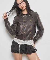 【WEB限定】Wボタンスタンドリブブルゾン