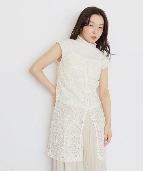 cheriella（シェリエラ）の「【cheriella】レースレイヤードビスチェ　LACE LAYERED BUSTIER（キャミソール・レディース・ブラック/アイボリー・FREE）」の14枚目の写真