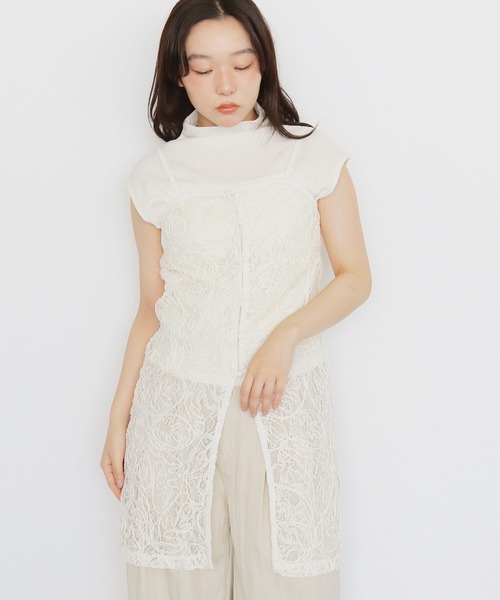 cheriella（シェリエラ）の「【cheriella】レースレイヤードビスチェ　LACE LAYERED BUSTIER（キャミソール・レディース・ブラック/アイボリー・FREE）」の19枚目の写真