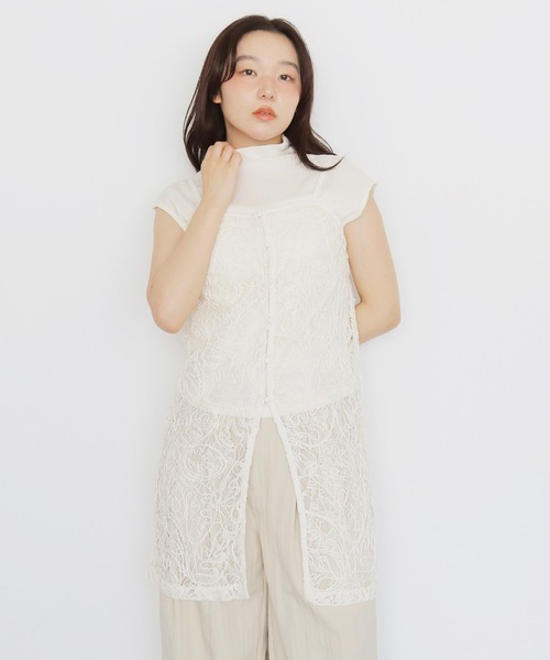 cheriella（シェリエラ）の「【cheriella】レースレイヤードビスチェ　LACE LAYERED BUSTIER（キャミソール・レディース・ブラック/アイボリー・FREE）」の13枚目の写真