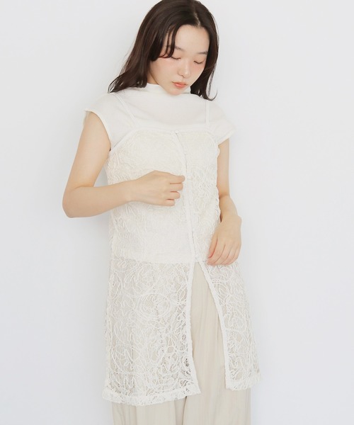 cheriella（シェリエラ）の「【cheriella】レースレイヤードビスチェ　LACE LAYERED BUSTIER（キャミソール・レディース・ブラック/アイボリー・FREE）」の20枚目の写真