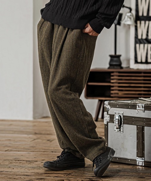 CAMBIO(カンビオ)の「mp15329- Herringbone Balloon Two Tuck Pants ヘリンボーンバルーン2タックパンツ(CAM26AW-009)(その他パンツ・メンズ・ブラック系その他/ブラウン系その他/ベージュ系その他・S/M/L)」の2枚目の写真