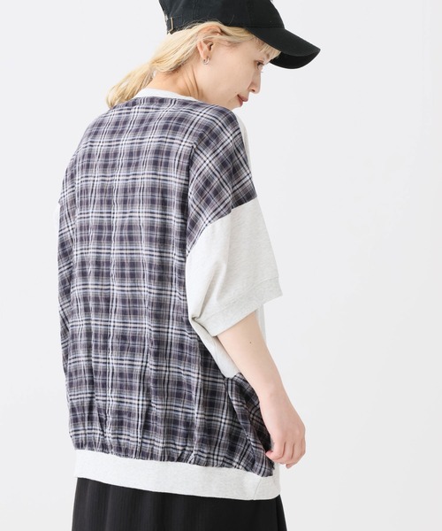 HEART MARKET（ハートマーケット）の「前後異素材プルオーバー（Tシャツ/カットソー・レディース・ブラック/ネイビー/ナチュラル・FREE）」の3枚目の写真
