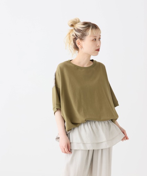HEART MARKET（ハートマーケット）の「前後異素材プルオーバー（Tシャツ/カットソー・レディース・ブラック/ネイビー/ナチュラル・FREE）」の9枚目の写真