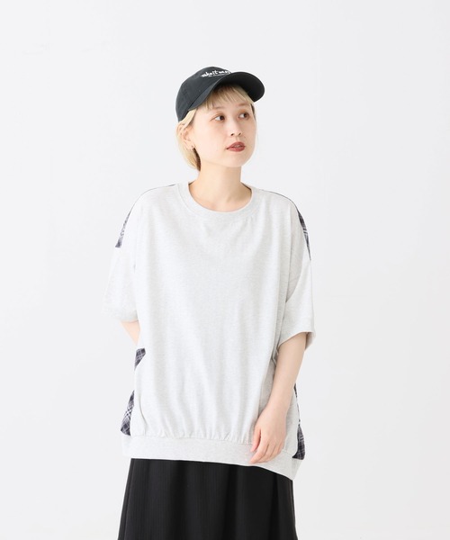 HEART MARKET（ハートマーケット）の「前後異素材プルオーバー（Tシャツ/カットソー・レディース・ブラック/ネイビー/ナチュラル・FREE）」の4枚目の写真