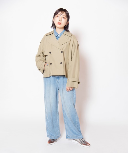 OSMOSIS（オズモーシス）の「ショートトレンチコート（テーラードジャケット・レディース・ブラック/ベージュ/グレー・ONE SIZE）」の16枚目の写真