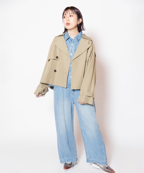OSMOSIS（オズモーシス）の「ショートトレンチコート（テーラードジャケット・レディース・ブラック/ベージュ/グレー・ONE SIZE）」の17枚目の写真