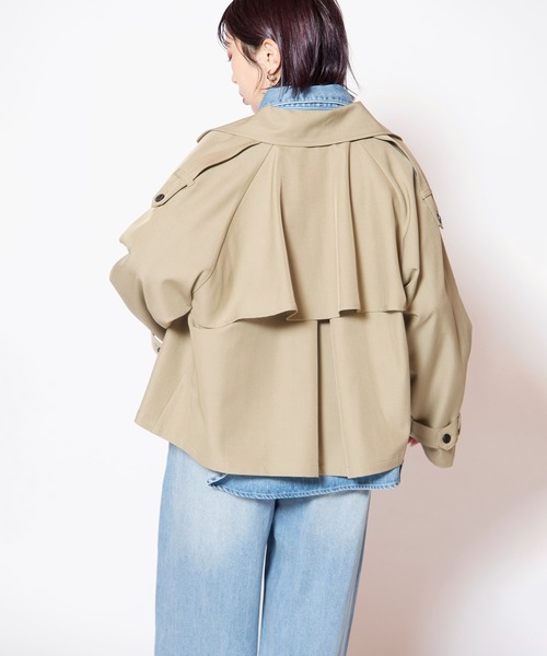 OSMOSIS（オズモーシス）の「ショートトレンチコート（テーラードジャケット・レディース・ブラック/ベージュ/グレー・ONE SIZE）」の20枚目の写真