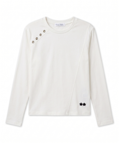 FUZZY SCAN(ファジスキャン)の「切替えアイレットロングスリーブ 全3色(Tシャツ/カットソー・レディース・ライトグレー/ブラック/アイボリー・ONE SIZE)」の10枚目の写真