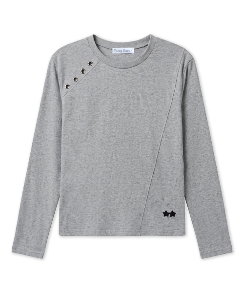FUZZY SCAN(ファジスキャン)の「切替えアイレットロングスリーブ 全3色(Tシャツ/カットソー・レディース・ライトグレー/ブラック/アイボリー・ONE SIZE)」の11枚目の写真