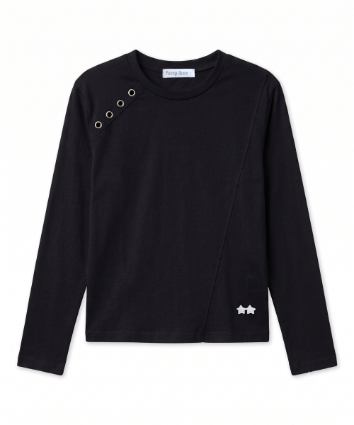 FUZZY SCAN(ファジスキャン)の「切替えアイレットロングスリーブ 全3色(Tシャツ/カットソー・レディース・ライトグレー/ブラック/アイボリー・ONE SIZE)」の12枚目の写真