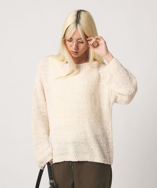 BEAUTY&YOUTH UNITED ARROWS(ビューティーアンドユースユナイテッドアローズ)の「テープヤーン ニットプルオーバー ウォッシャブル(ニット/セーター・レディース・オフホワイト/ベージュ/ブラック・FREE)」の2枚目の写真