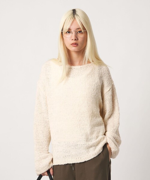 BEAUTY&YOUTH UNITED ARROWS(ビューティーアンドユースユナイテッドアローズ)の「テープヤーン ニットプルオーバー ウォッシャブル(ニット/セーター・レディース・オフホワイト/ベージュ/ブラック・FREE)」の4枚目の写真