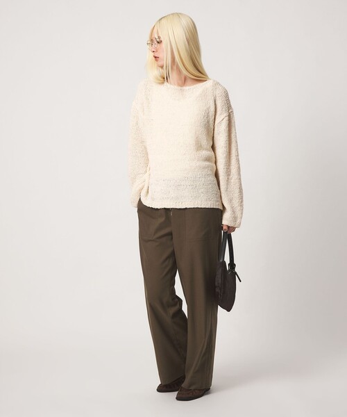 BEAUTY&YOUTH UNITED ARROWS(ビューティーアンドユースユナイテッドアローズ)の「テープヤーン ニットプルオーバー ウォッシャブル(ニット/セーター・レディース・オフホワイト/ベージュ/ブラック・FREE)」の6枚目の写真