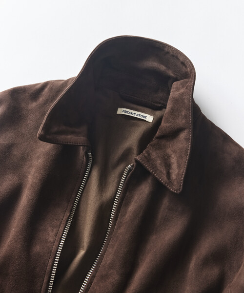 FREAK'S STORE(フリークスストア)の「ゴートレザー スエード シングルライダース/ジップブルゾン(ブルゾン・メンズ・ブラウン/ブラック・LARGE/MEDIUM/SMALL)」の3枚目の写真