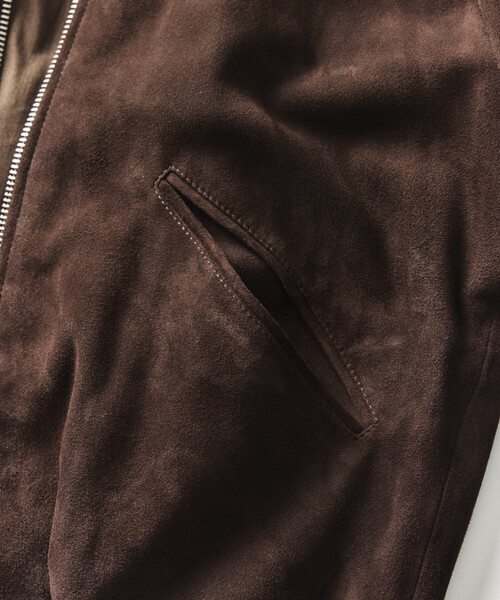 FREAK'S STORE(フリークスストア)の「ゴートレザー スエード シングルライダース/ジップブルゾン(ブルゾン・メンズ・ブラウン/ブラック・LARGE/MEDIUM/SMALL)」の7枚目の写真