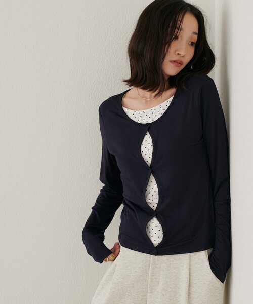DISCOAT(ディスコート)の「【新色追加】レイヤード風フロントホールプルオーバー(Tシャツ/カットソー・レディース・グレー/ネイビー/レモンイエロー/グリーン系・FREE)」の17枚目の写真