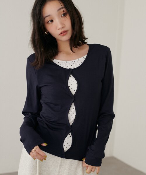 DISCOAT(ディスコート)の「【新色追加】レイヤード風フロントホールプルオーバー(Tシャツ/カットソー・レディース・グレー/ネイビー/レモンイエロー/グリーン系・FREE)」の18枚目の写真