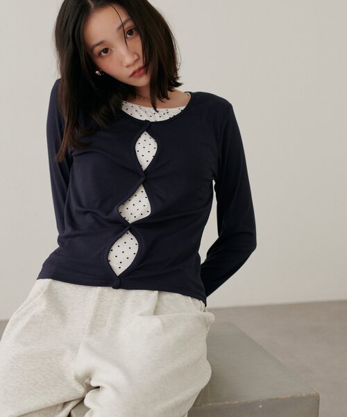 DISCOAT(ディスコート)の「【新色追加】レイヤード風フロントホールプルオーバー(Tシャツ/カットソー・レディース・グレー/ネイビー/レモンイエロー/グリーン系・FREE)」の19枚目の写真