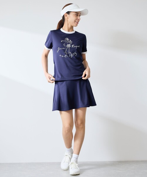 JUN&ROPE'（ジュンアンドロペ）の「フラミンゴプリント半袖プルオーバー/セットアップ対応・UV・吸水速乾（Tシャツ/カットソー・レディース・ネイビー/ホワイト・M/L/S）」の15枚目の写真