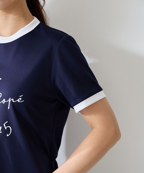 JUN&ROPE'（ジュンアンドロペ）の「フラミンゴプリント半袖プルオーバー/セットアップ対応・UV・吸水速乾（Tシャツ/カットソー・レディース・ネイビー/ホワイト・M/L/S）」の10枚目の写真