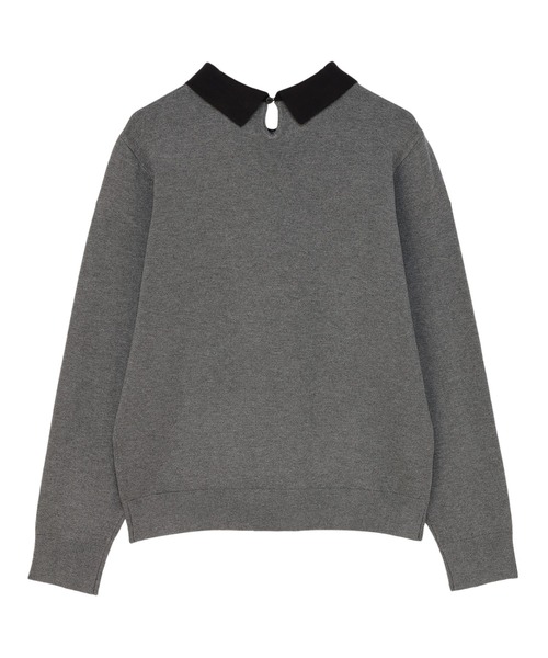 TOKYO SHIRTS(トウキョウシャツ)の「ニット 配色衿付き プルオーバー 長袖 レディース(ニット/セーター・レディース・グレー/ネイビー・M/L)」の4枚目の写真