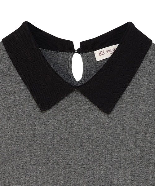 TOKYO SHIRTS(トウキョウシャツ)の「ニット 配色衿付き プルオーバー 長袖 レディース(ニット/セーター・レディース・グレー/ネイビー・M/L)」の5枚目の写真