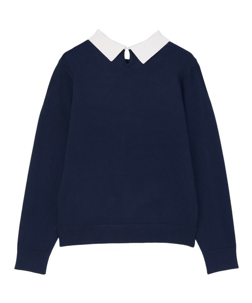 TOKYO SHIRTS(トウキョウシャツ)の「ニット 配色衿付き プルオーバー 長袖 レディース(ニット/セーター・レディース・グレー/ネイビー・M/L)」の9枚目の写真