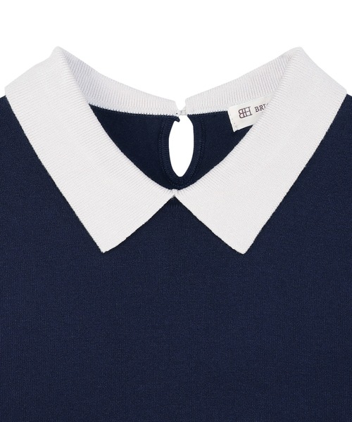 TOKYO SHIRTS(トウキョウシャツ)の「ニット 配色衿付き プルオーバー 長袖 レディース(ニット/セーター・レディース・グレー/ネイビー・M/L)」の10枚目の写真