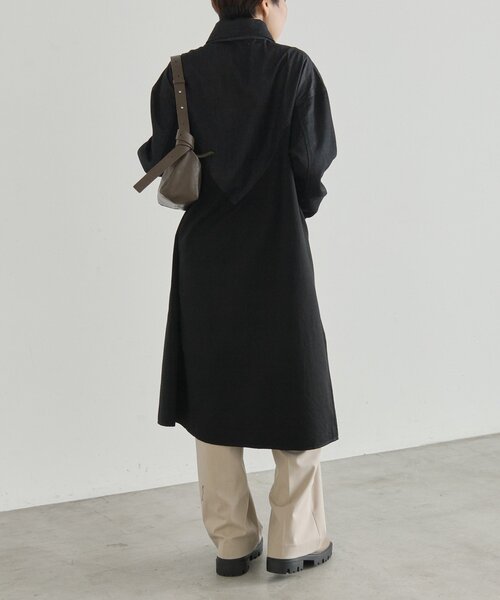 ear PAPILLONNER(イアパピヨネ)の「タイ付きデニムシャツワンピース【SUM1 STYLE】(ワンピース・レディース・ブラック・FREE)」の4枚目の写真