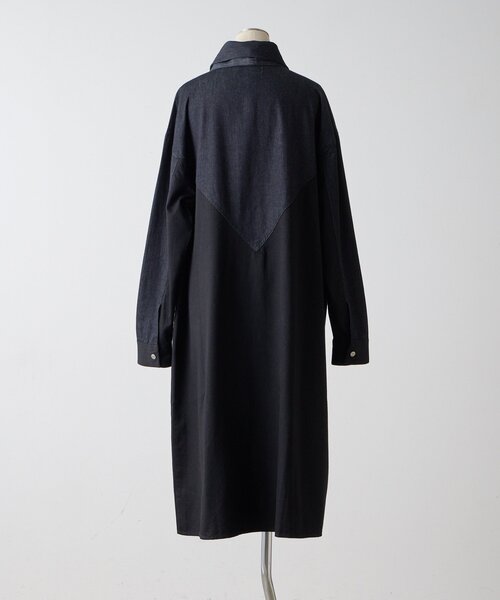 ear PAPILLONNER(イアパピヨネ)の「タイ付きデニムシャツワンピース【SUM1 STYLE】(ワンピース・レディース・ブラック・FREE)」の11枚目の写真