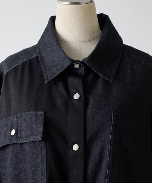 ear PAPILLONNER(イアパピヨネ)の「タイ付きデニムシャツワンピース【SUM1 STYLE】(ワンピース・レディース・ブラック・FREE)」の12枚目の写真