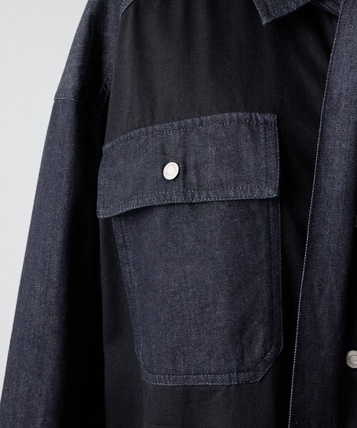 ear PAPILLONNER(イアパピヨネ)の「タイ付きデニムシャツワンピース【SUM1 STYLE】(ワンピース・レディース・ブラック・FREE)」の14枚目の写真