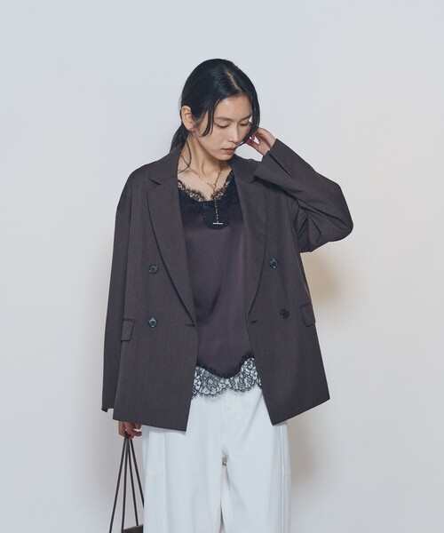 1er Arrondissement(プルミエアロンディスモン)の「ウールリラックスジャケット(テーラードジャケット・レディース・ブラウン/ブラック・38/36)」の1枚目の写真