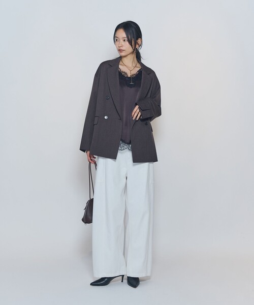 1er Arrondissement(プルミエアロンディスモン)の「ウールリラックスジャケット(テーラードジャケット・レディース・ブラウン/ブラック・38/36)」の13枚目の写真